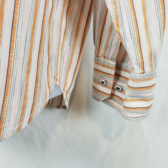 Tommy Bahama Mens Orange Pink Gray Stripe Long Sleeve Button Up Shirt Sz LG EUC - Picture 12 of 12